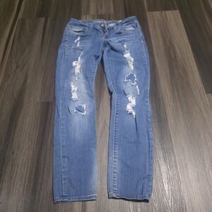 Hydraulic Premium Skinny Jeans Size 3/4 Distressed Ripped Blue Denim Low Rise...